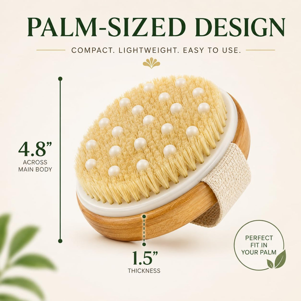 Dry Body Brush for Women &amp; Men, Dry Brush for Lymphatic Drainage, Exfoliating Body Brush with Natural Boar Bristles, Massage Nodes &amp; Bamboo Base for Dry Skin