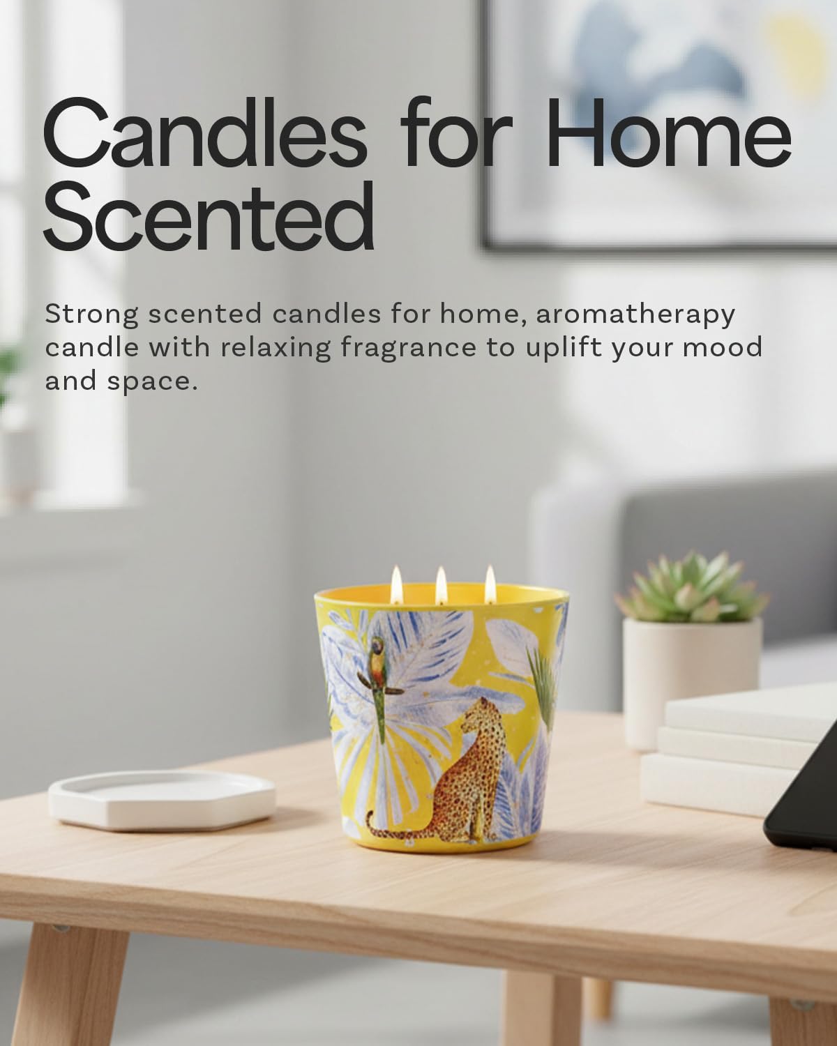 Hidden Label Blood Orange & Grapefruit Soy Candle, 30oz 3-Wick, 100Hours | Tropical Art Jar Glows When Lit, Strong Citrus Aromatherapy for Mood & Energy, Clean Non-Toxic, Gift-Ready Statement Piece