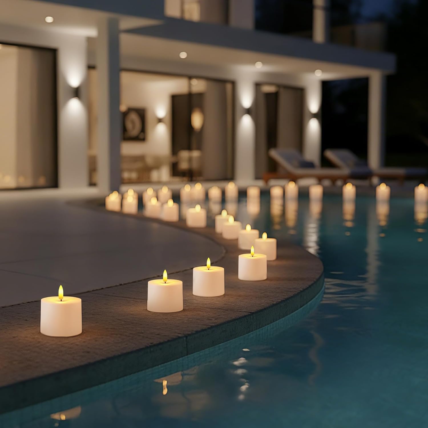 Raycare 3"x2.5" White Outdoor Waterproof Flameless Candles with Remote and Timer, Realistic LED Candles, Battery Operated Electric Fake Pillar Candles for Porch, Patio, Garden, Set of 2