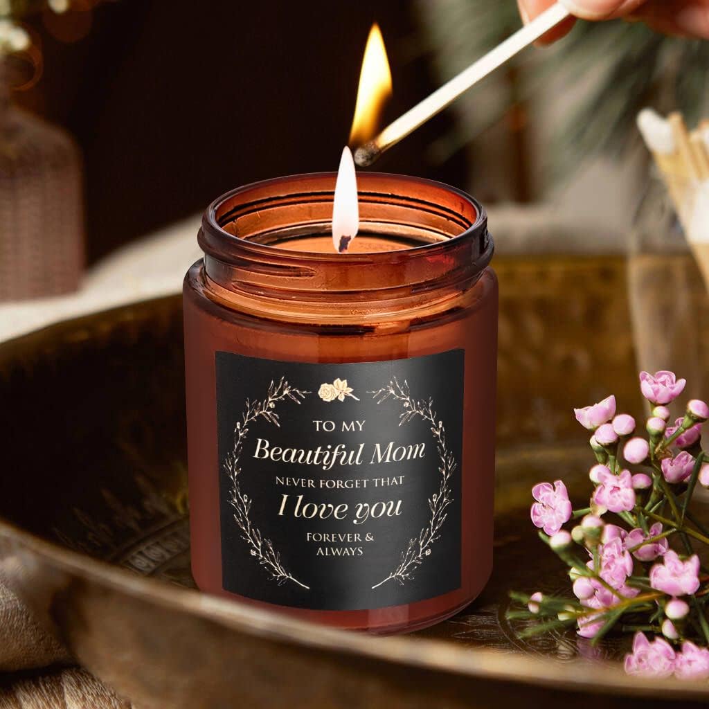 Candle Gifts for Mom from Son Daughter - Valentines Mothers Day, Love You, Birthday Gift for Her - Relaxing Aromatherapy Candles for Women, Wife, New Mom - Natural Soy Jasmine Candle for Home