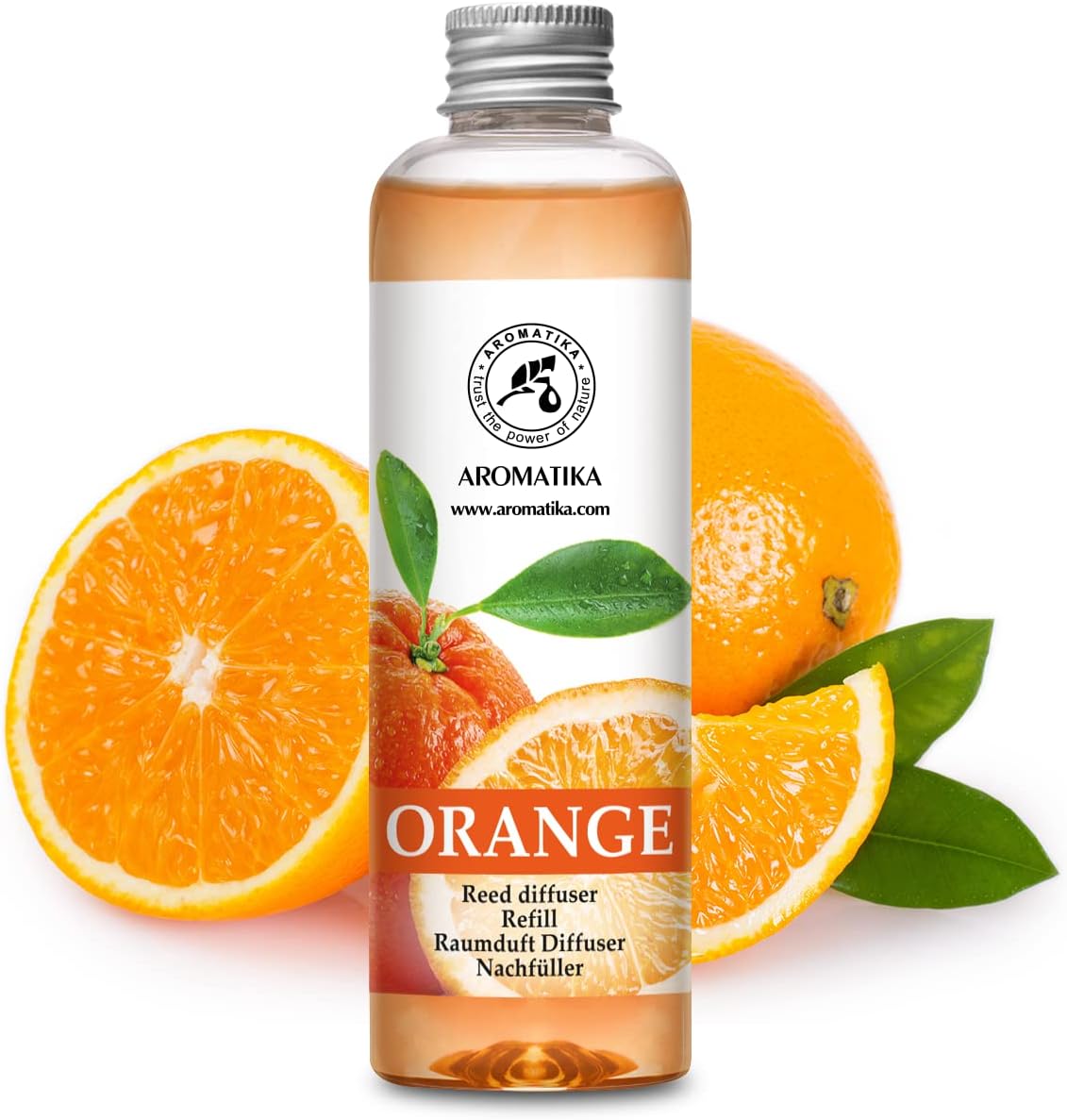 Orange Reed Diffuser Refill 6.8 fl oz (200 ml) – Room Fragrance with Natural Orange Essential Oil – Long Lasting Scent for Home and Office