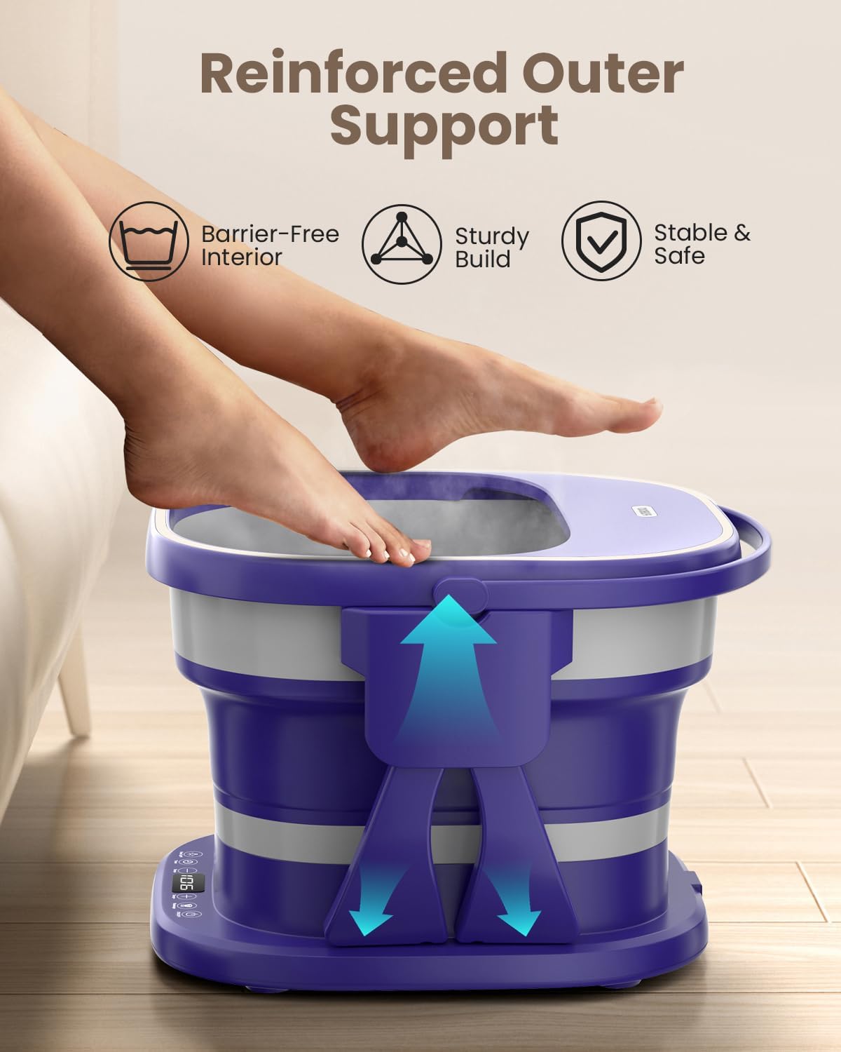 Puboo Electric Foot Bath Massager with Remote, 16 Motorized Massage Balls for Stress Relief, Collapsible Foot Spa Bath Massager with Heat, Pedicure Spa Tub with Temp Control, Purple