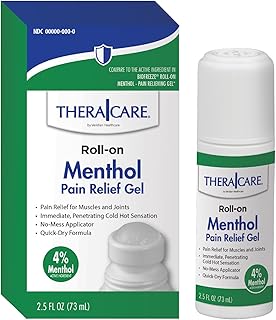 TheraCare 4% Menthol Roll-On | Cold Hot Sensation | Pain Relief Gel | 2.5 oz. 73 mL | Non-Greasy Formula | Immediate Penetrating Action | Topical Analgesic