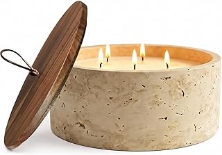 5-Wick Scented Candle-American Sandalwood,Soy Coconut Wax Blend Candle with Acacia Wood Lid,44oz Large Candle,55-Hour Long Burning,Aromatherapy Candle for Home Decor