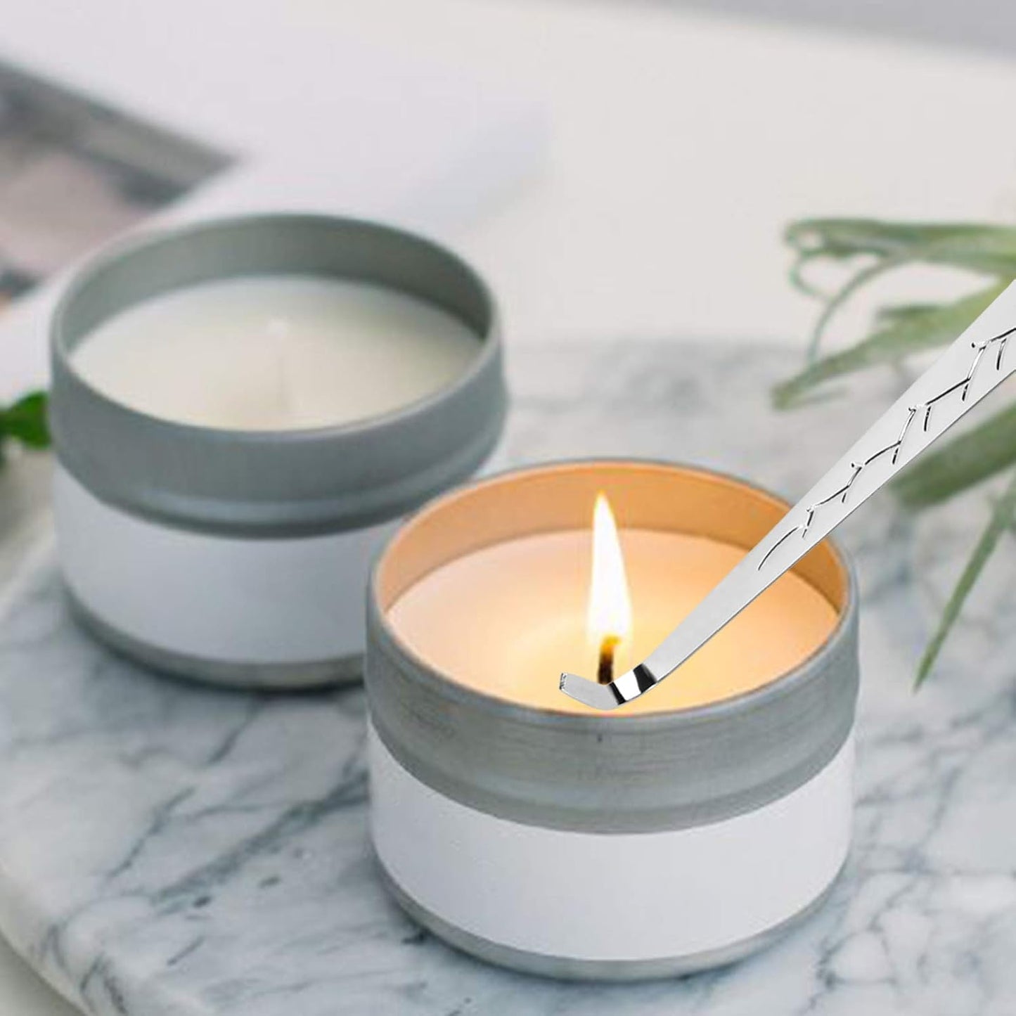 CABAX Candle Wick Dippers,Candle Wick Hook Candle Accessories for Put Out Extinguish Candle Wick, Silver