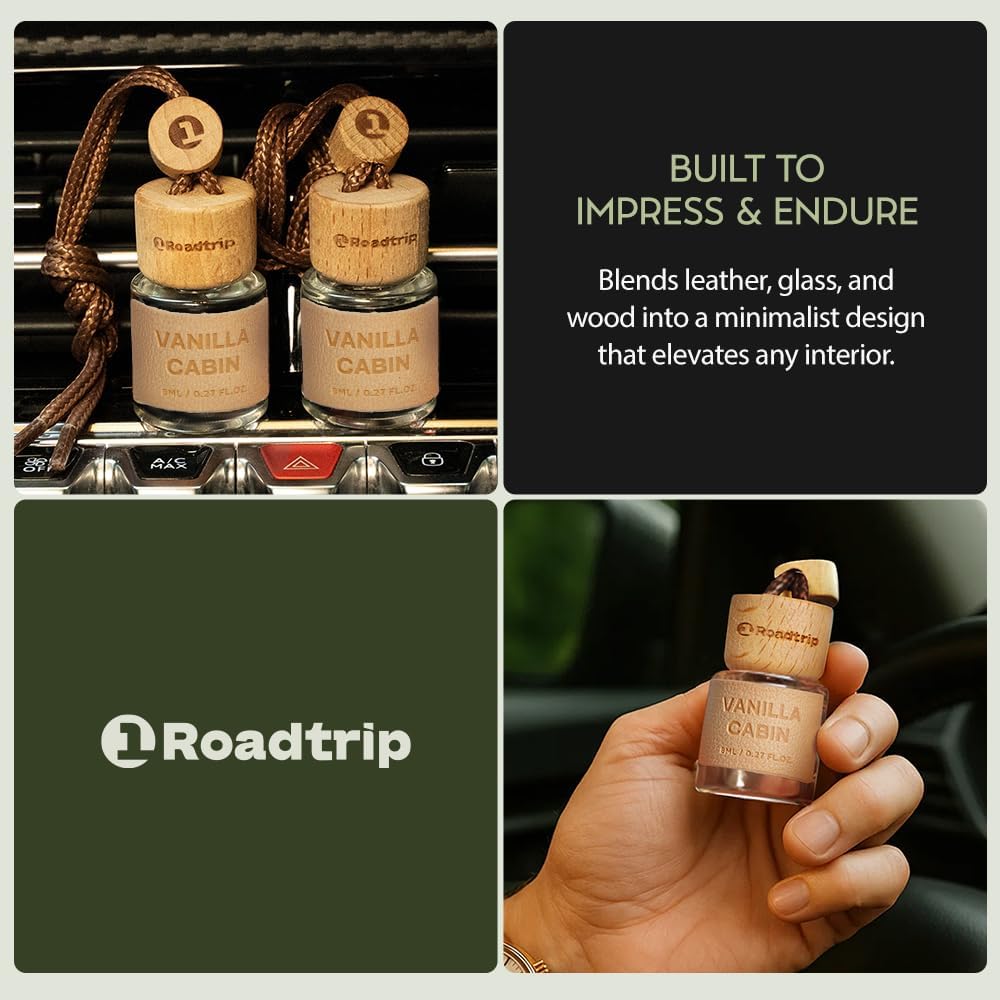 Hanging Air Freshener - Long Lasting Essential Oil Diffuser - Car Accessories for Men & Women - Pack of 2 Non-Toxic Car Air Freshener - 0.27FL OZ/8ML (Vanilla Cabin)