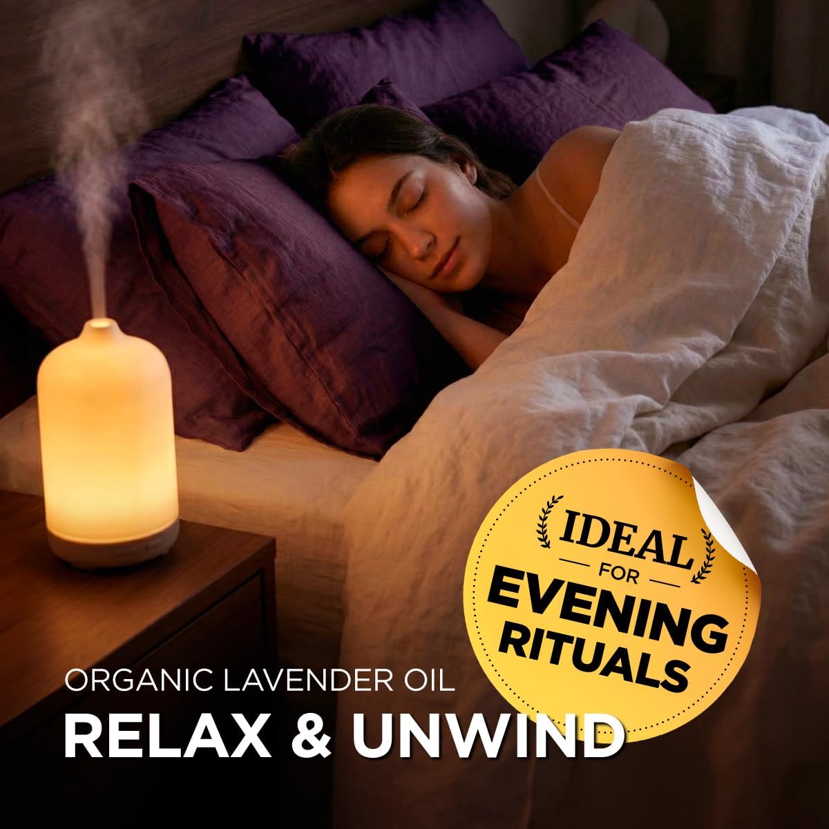 Gya Labs USDA Certified Organic Lavender Essential Oil for Relaxation & Rest - for Skin, Hair, Diffuser, Aromatherapy, DIY Candle Making Scents - 0.34 Fl Oz