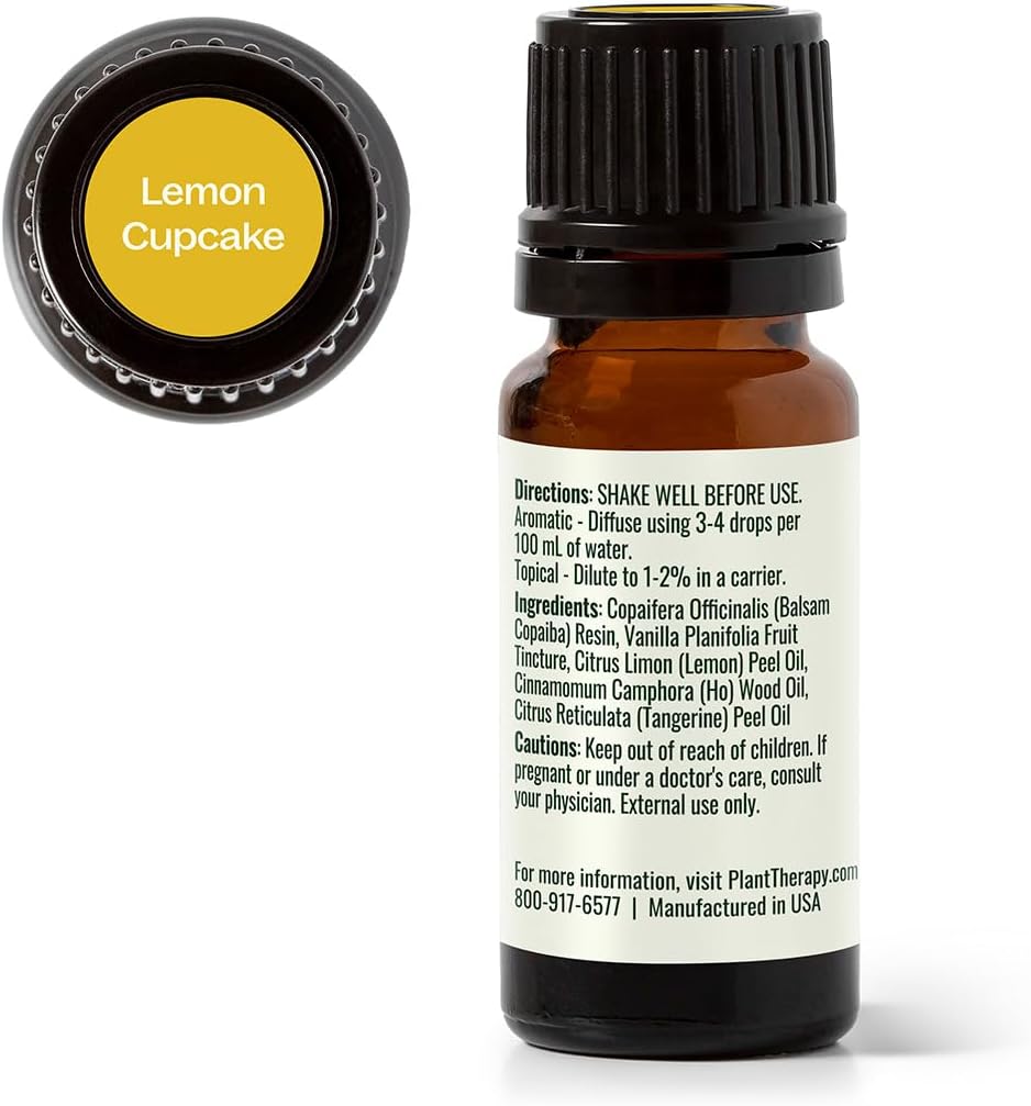 Plant Therapy Lemon Cupcake Essential Oil Blend 10 mL (1/3 oz) 100% Pure, Undiluted, Natural Aromatherapy, Cozy, Sweet, Bright Scent