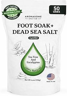 Aromasong Tea Tree Foot Soak with Dead Sea Salt & Magnesium Flakes – Refreshing Foot Bath Salts for Relaxation, Odor Control & Soft Skin (Packaging May Vary)