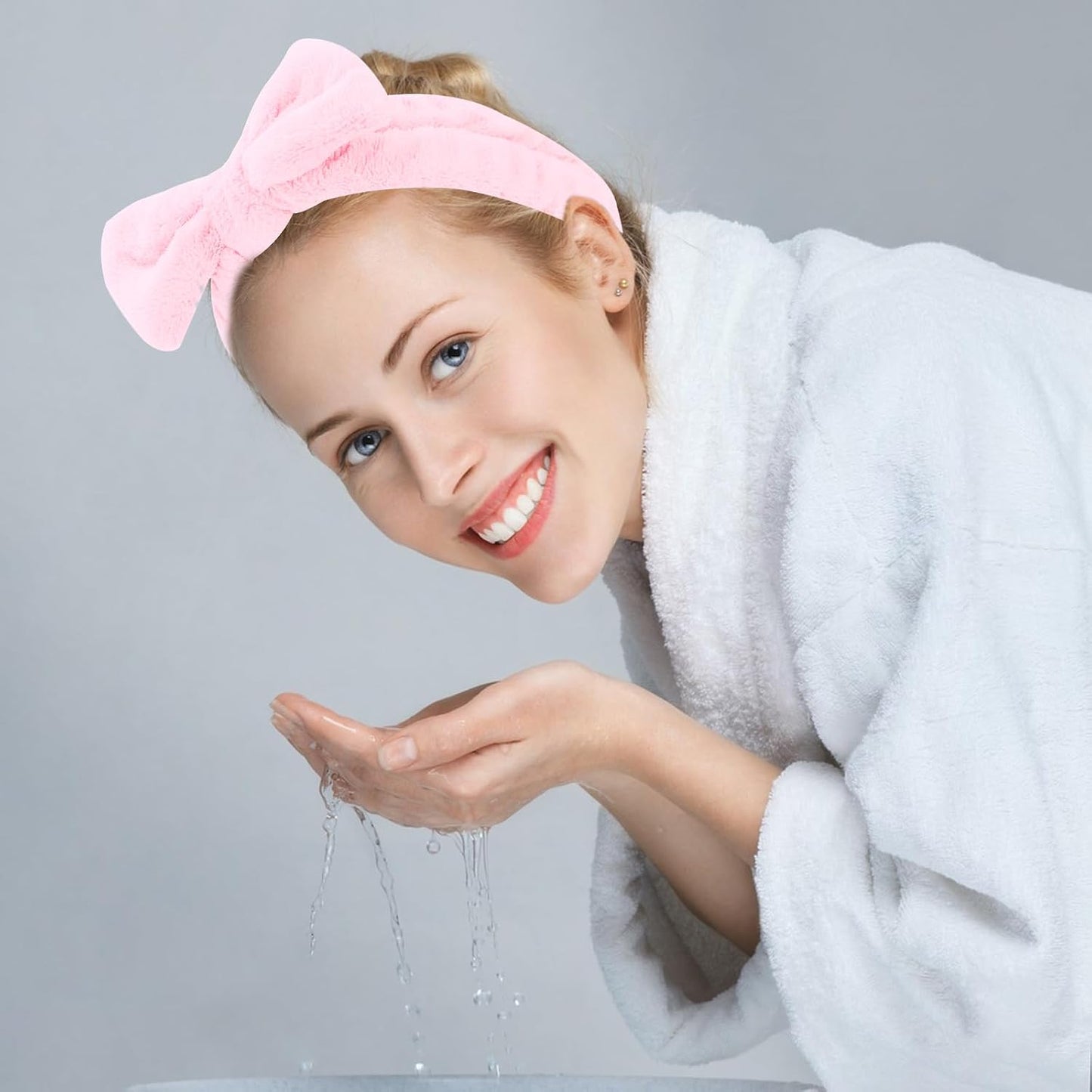 10 Pack Cute Pink Skincare Headbands for Women Girls, Soft Microfiber Spa Headband for Washing Face, Bulk Valentine’s Day Party Favor & Gift Set