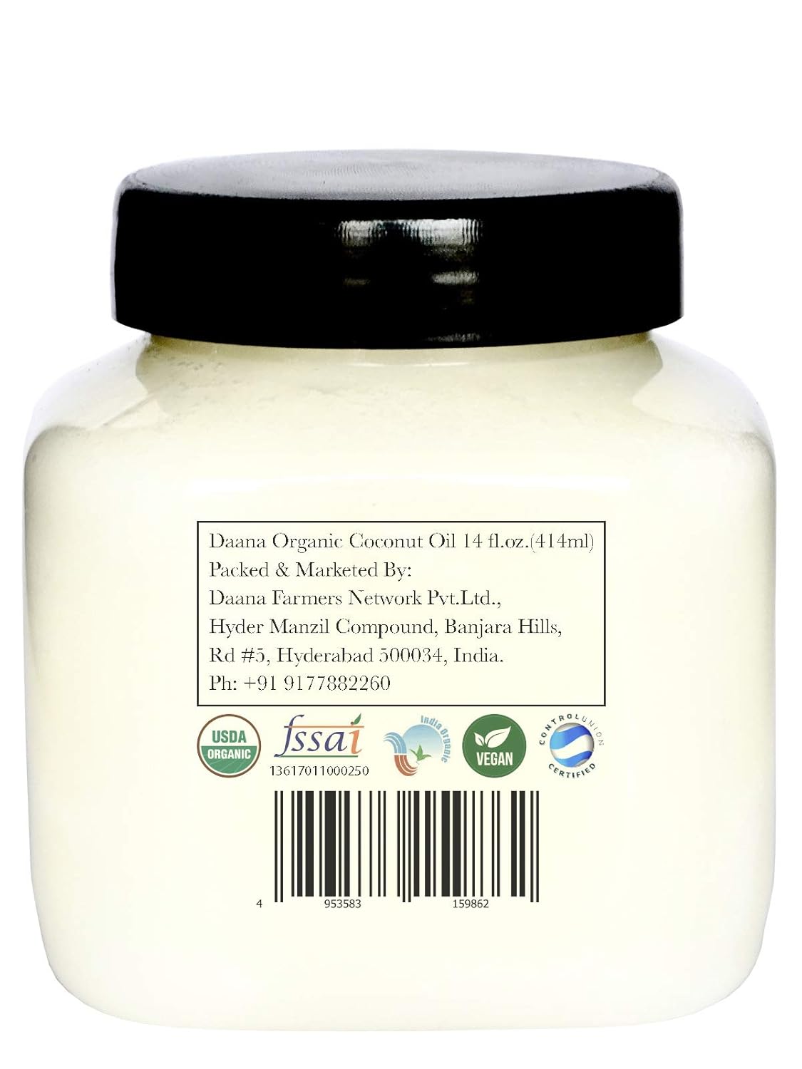 Daana Organic Coconut Oil for Skin: Extra Virgin, Cold Pressed (12 oz)