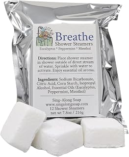 Eucalyptus and Peppermint Shower Steamers, 12-pack, Made in USA, Breathe