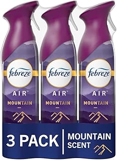 Febreze Air Mist Air Freshener Spray, Odor-Fighting Room Spray, Air Fresheners for Home and Bathroom and Kitchen, Aerosol Can, Mountain Scent, Purple, 8.8oz (Pack of 3)