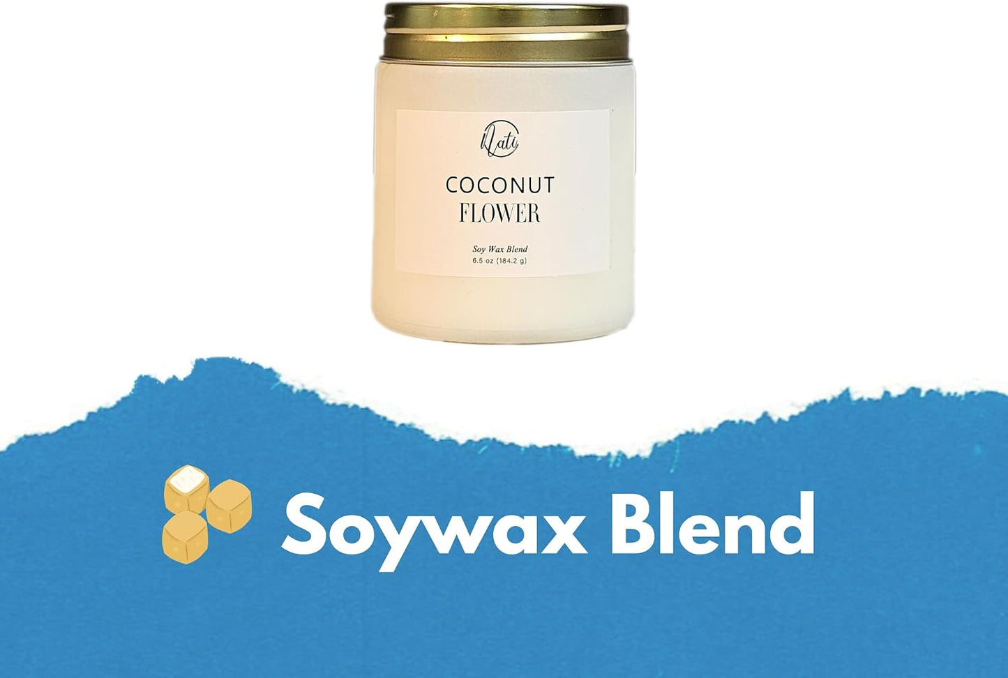 CW Studio Set of 4 Coconut Flower Scented Candles – Natural Soy Wax Blend – 6.5oz Frosted Sage Glass Jar with Gold Screw Lid – Single Cotton Wick, 33H, Smokeless (White)