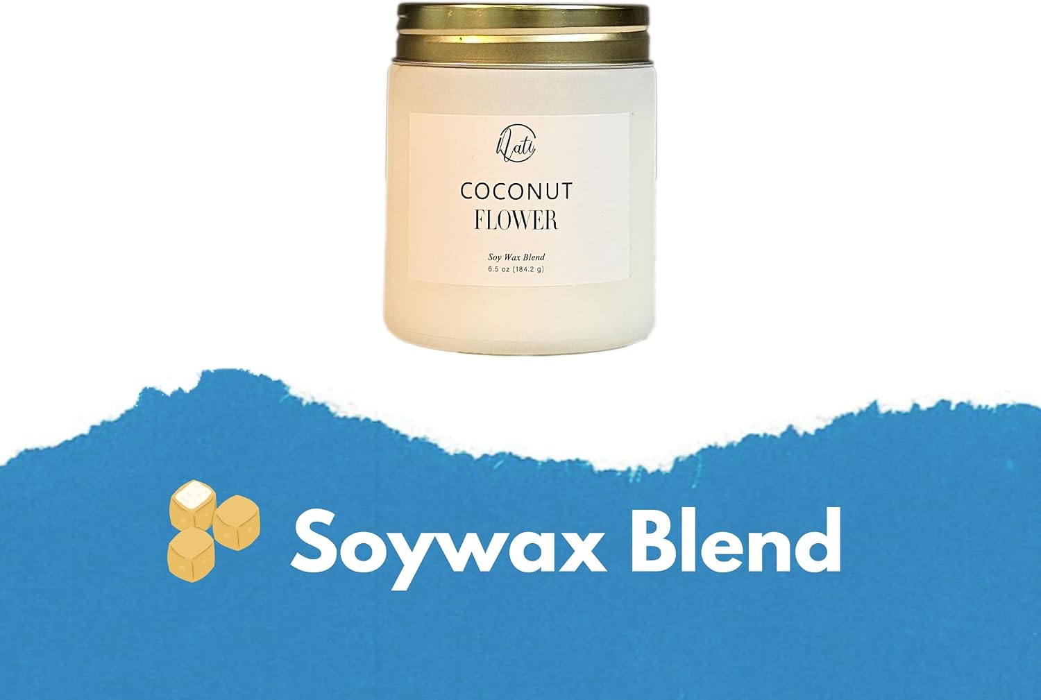 CW Studio Set of 4 Coconut Flower Scented Candles – Natural Soy Wax Blend – 6.5oz Frosted Sage Glass Jar with Gold Screw Lid – Single Cotton Wick, 33H, Smokeless (White)