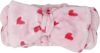 The Crme Shop Teddy Spa Headband | Skincare Headband for Women (Hot Pink Hearts)