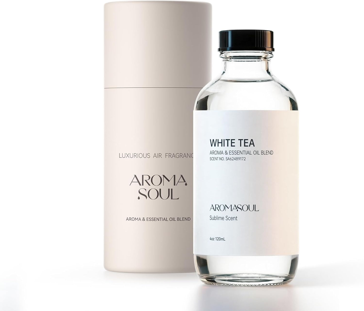 AROMASOUL Hotel Diffuser Oil Inspired by The White Tea Scent - Premium Fragrance Oil No. SA62489172 for Ultrasonic and Waterless Diffusers - 120 mL, 4 fl oz