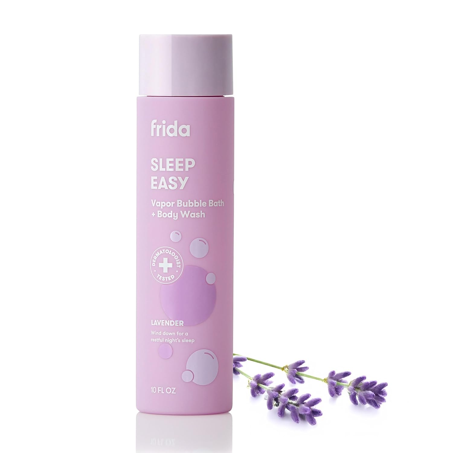 Frida Baby Lavender Baby & Kids Bubble Bath + Body Wash, Sleep & Calming Toddler & Baby Body Wash, Dermatologist Tested, Tear-Free, Hypoallergenic, Safe for Skin, Super Sudsy, 10oz