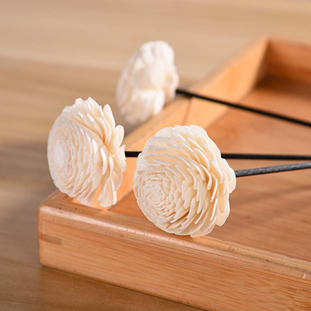 Amosfun Aromatherapy Rattan Reed Diffuser Sticks with Dried Flowers Set for Home Decor and Essential Oil Diffuser Accessories 3 Pieces 7.08X1.96X1.77 Inches