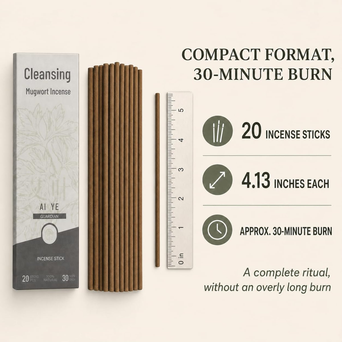 Mugwort Incense Sticks with Agarwood and Sandalwood