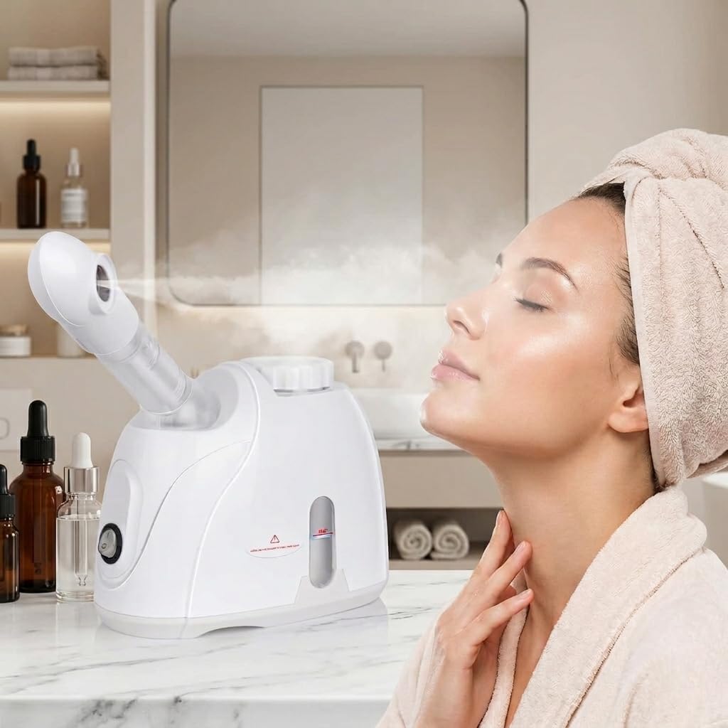 Facial Steamer Nano Ionic, Portable Face Steamer with Adjustable Arm, Deep Cleansing & Hydration, Home Spa Facial Steamer for Skin Care Routine, Pore Care Beauty Device