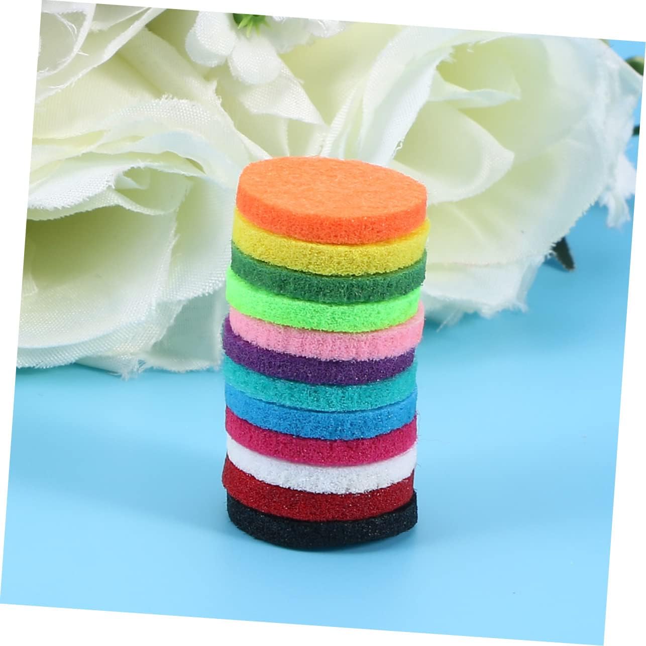 GARVALON 12Pcs Aromatherapy Essential Oil Diffuser Locket Refill Pads Multi-Color Cotton Inserts for Car Diffuser and Pendant Necklace Compatible Essential Oil