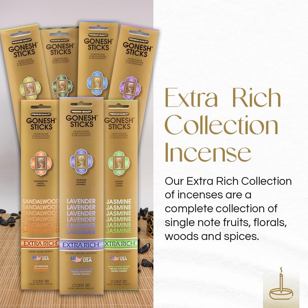 Gonesh - Extra Rich Scented Incense Sticks - Non-Toxic 10” Slow Burn Aromatic Sticks - Love - 80 Pack