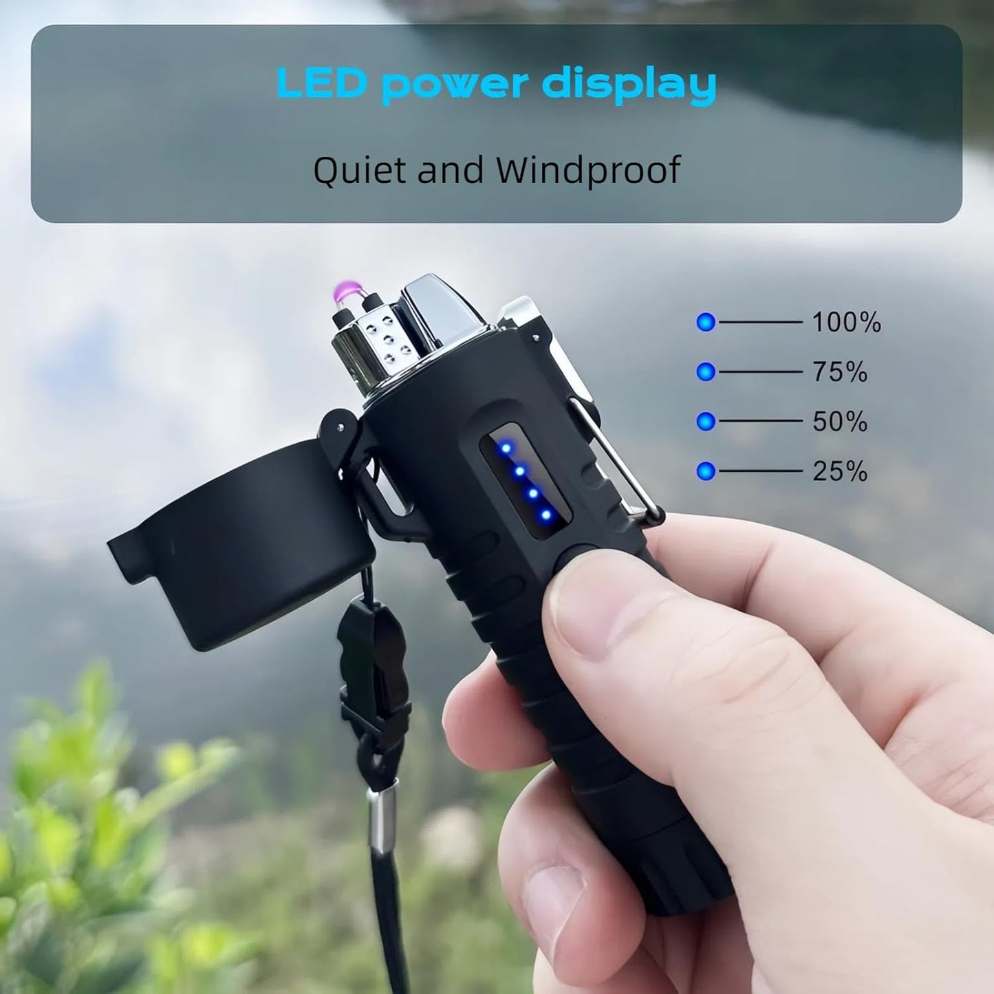 Electric Lighter, USB-C Rechargeable Plasma Arc Lighter with Flexible Neck, Windproof & Waterproof Design, Built-in Flashlight for Candles, Camping, Hiking and Outdoor Adventures (Orange)