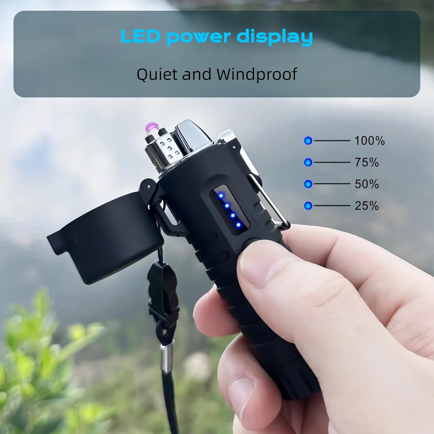 Electric Lighter, Flexible Neck Plasma Arc Lighter, USB C Rechargeable Lighters, Windproof and Waterproof Lighters with Flashlight for Candles, Hiking, Camping, Outdoor Adventure (Black)