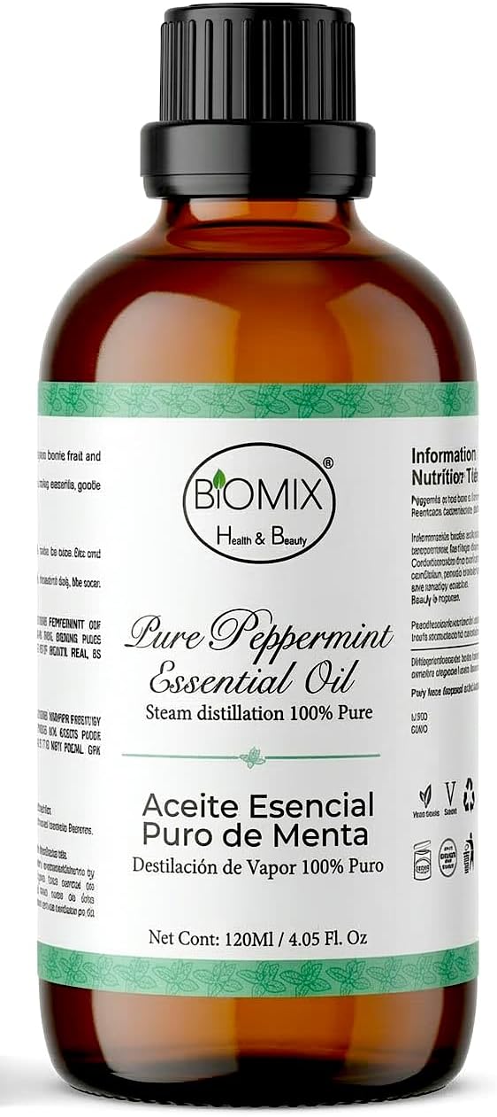 100% Pure Peppermint Essential Oil Food Grade & Therapeutic– Steam Distilled – Aromatherapy, Massage, Scalp & Skin Care – Vegan, Non-GMO, Amber Bottle, 2400 Drops - 120 ML