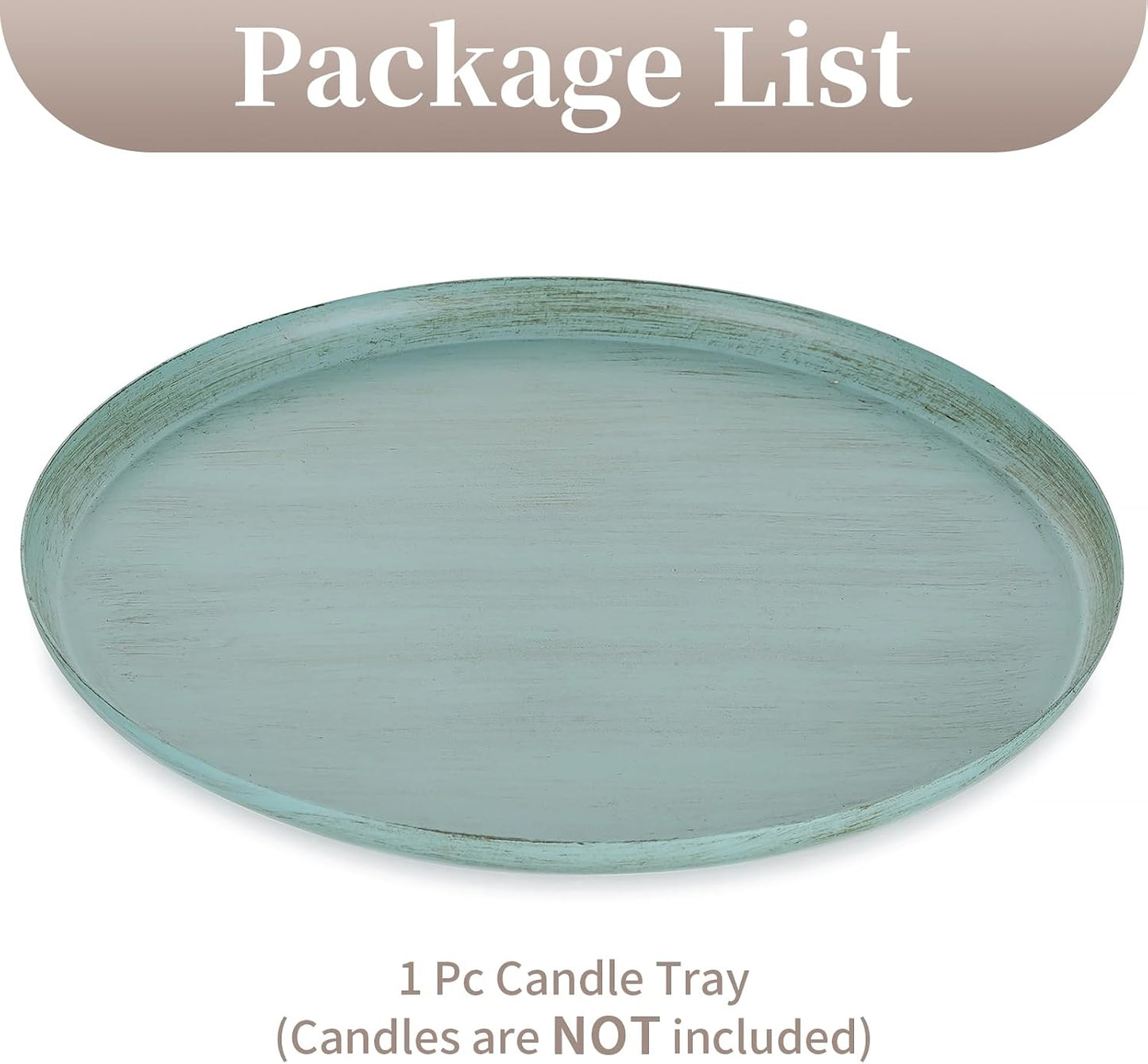 Sziqiqi Round Candle Tray Decor: Sage Green Decorative Tray for Coffee Table - 11-inch Farmhouse Metal Tray for Living Room Kitchen