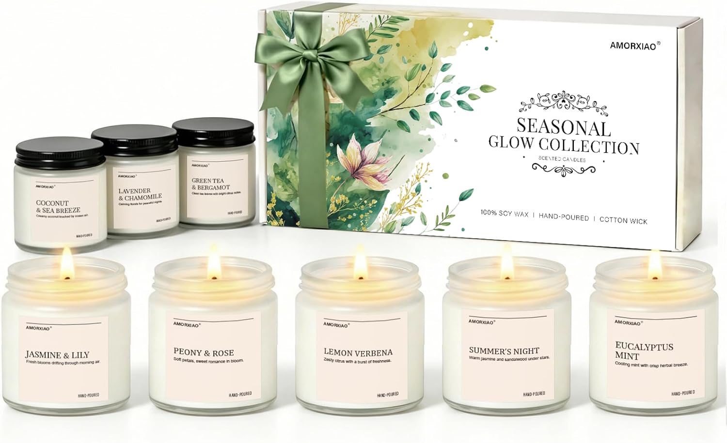 Scented Candles Gift Set, 8 Pack Soy Wax Candles for Women, Fresh Floral Summer Aromatherapy Scents for Home, Birthday, Thank You, Housewarming Gifts