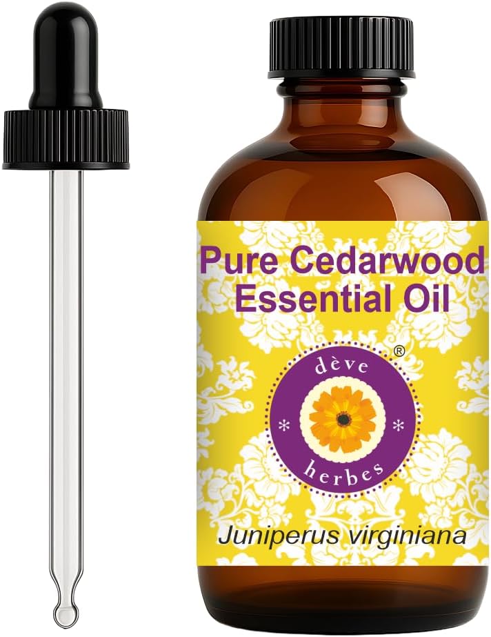 dève herbes Cedarwood Essential Oil (Juniperus virginiana) with Glass Dropper | Pure | Non-Sticky | Non-Greasy | Lightweight | Men & Women | All Skin Types | Steam Distilled 120ml (4 oz)