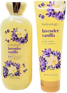 Lavender Vanilla 2 in 1 Body Wash & Bubble Bath 16 fl oz & Lavender Vanilla Butter Body Cream 8 oz (Pack of 2)