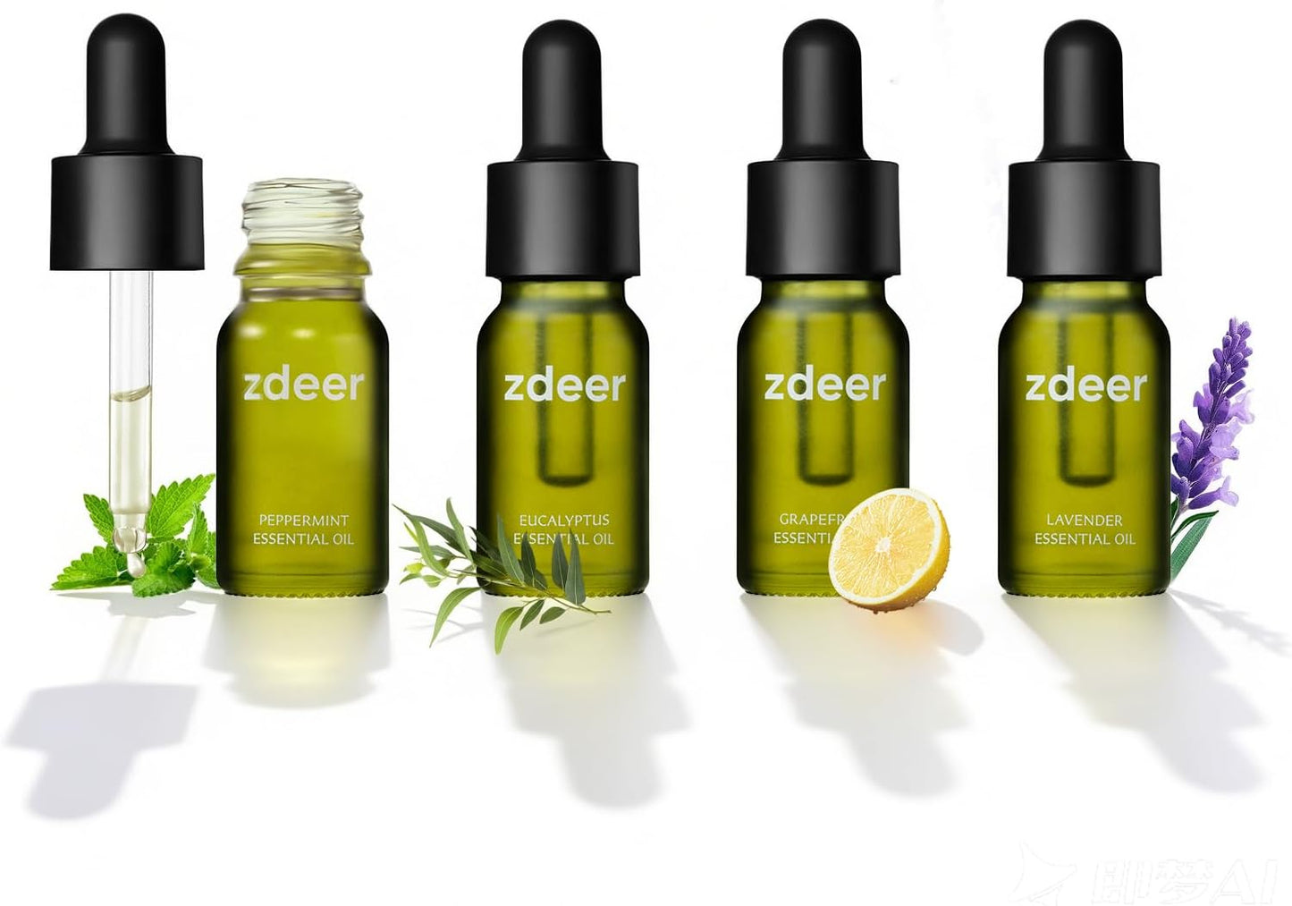 ZDEER 4-Pack Essential Oil Set – Lavender, Grapefruit, Peppermint & Eucalyptus, 4 × 10ml Nourishing Massage Oils for Face & Body, Designed for ZDEER Facial Care Device