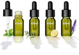 ZDEER 4-Pack Essential Oil Set – Lavender, Grapefruit, Peppermint & Eucalyptus, 4 × 10ml Nourishing Massage Oils for Face & Body, Designed for ZDEER Facial Care Device