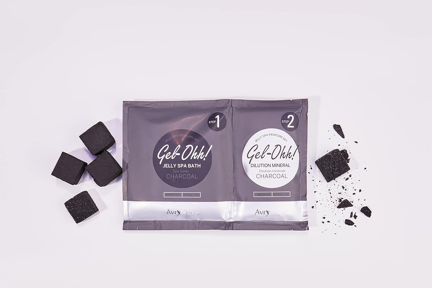 AvryBeauty Gel-Ohh Jelly Spa Bath 3 Pack, Charcoal Infused, Ginger and Lemongrass Scented, Pedicure, Salon Services, Jelly Pedicure, Pedi, Heat & Aroma Therapy