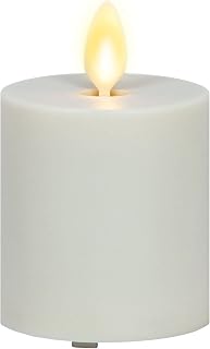 Luminara Outdoor Votive Flameless LED Candle, Pearl Ivory 2" x 3.2", Moving Flame Battery Operated Timer Remote Ready IPX4 Matte Plastic Finish
