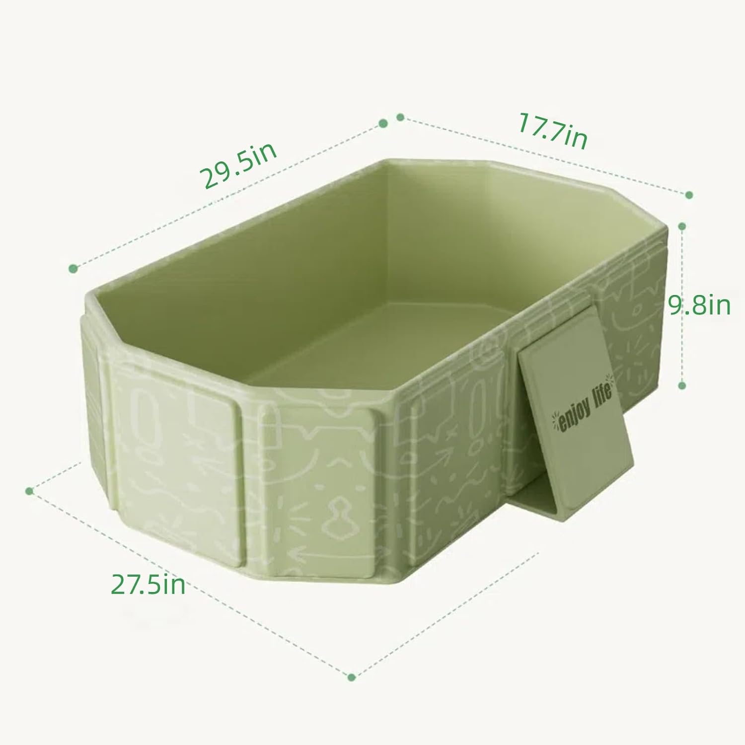 Collapsible Bathing Basin 29.5×17.7×9.8 in, Foldable Portable Tub with Drain Plug, Compact Storage Basin for Toddlers and Pets, Suitable for Outdoor, Travel or Balcony Use