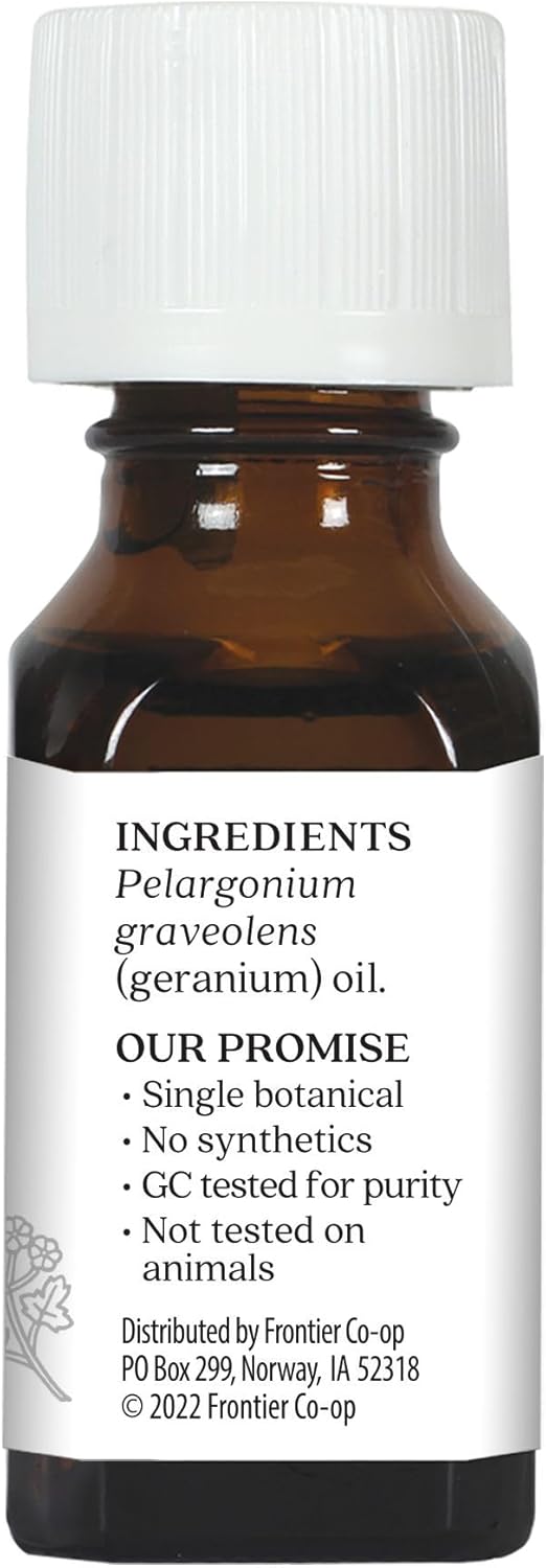 Aura Cacia 100% Pure Geranium Essential Oil | GC/MS Tested for Purity | 15 ml (0.5 fl. oz.) | Pelargonium graveolens