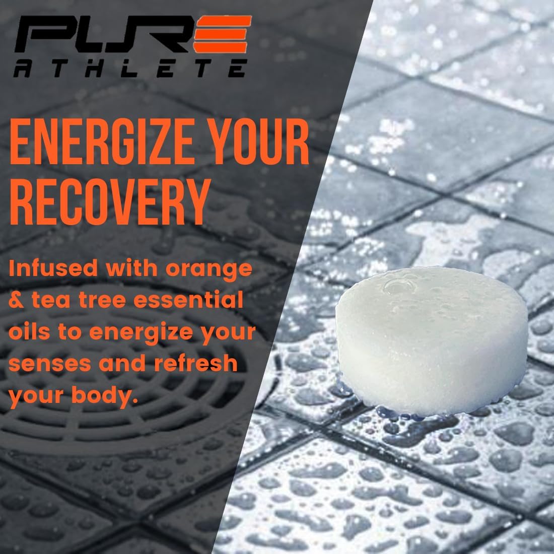 Pure Energizing Sport Shower Steamers - Natural Orange and Tea Tree Essential Oils, Made in USA, Muscle Recovery for Athletes, Gifts for Runners, Energizing Birthday Gifts for Men