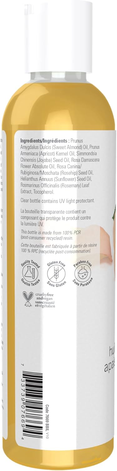 NOW Solutions, Tranquil Rose Massage Oil, Body Moisturizer for Dry Sensitive Skin, Promotes Healthy-Looking Skin, 8-Ounce