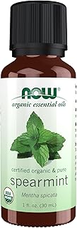 NOW Essential Oils, Organic Spearmint Oil, Stimulating Aromatherapy Scent, Steam Distilled, 100% Pure, Vegan, Child Resistant Cap, 1-Ounce