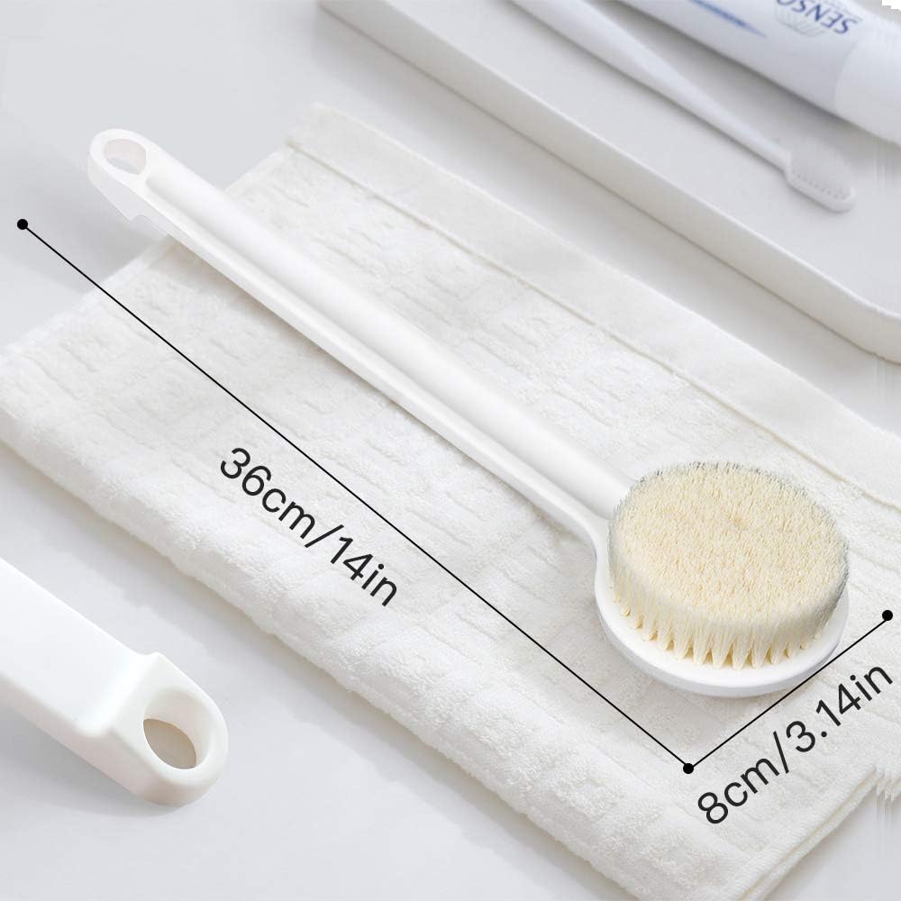 Body Brush Dry Brushing Shower Bath Brush Long Handle Gentle Back Skin Scrubber Exfoliate Massage Improve Blood Circulation Cellulite Treatment