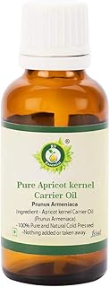 R V Essential Pure Apricot kernel Carrier Oil 5ml (0.169oz)- Prunus Armeniaca (100% Pure and Natural Cold Pressed)