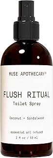 Muse Apothecary Flush Ritual - Aromatic & Refreshing Toilet Spray, Use Before You Go, 2 oz, Infused with Natural Essential Oils - Coconut + Sandalwood