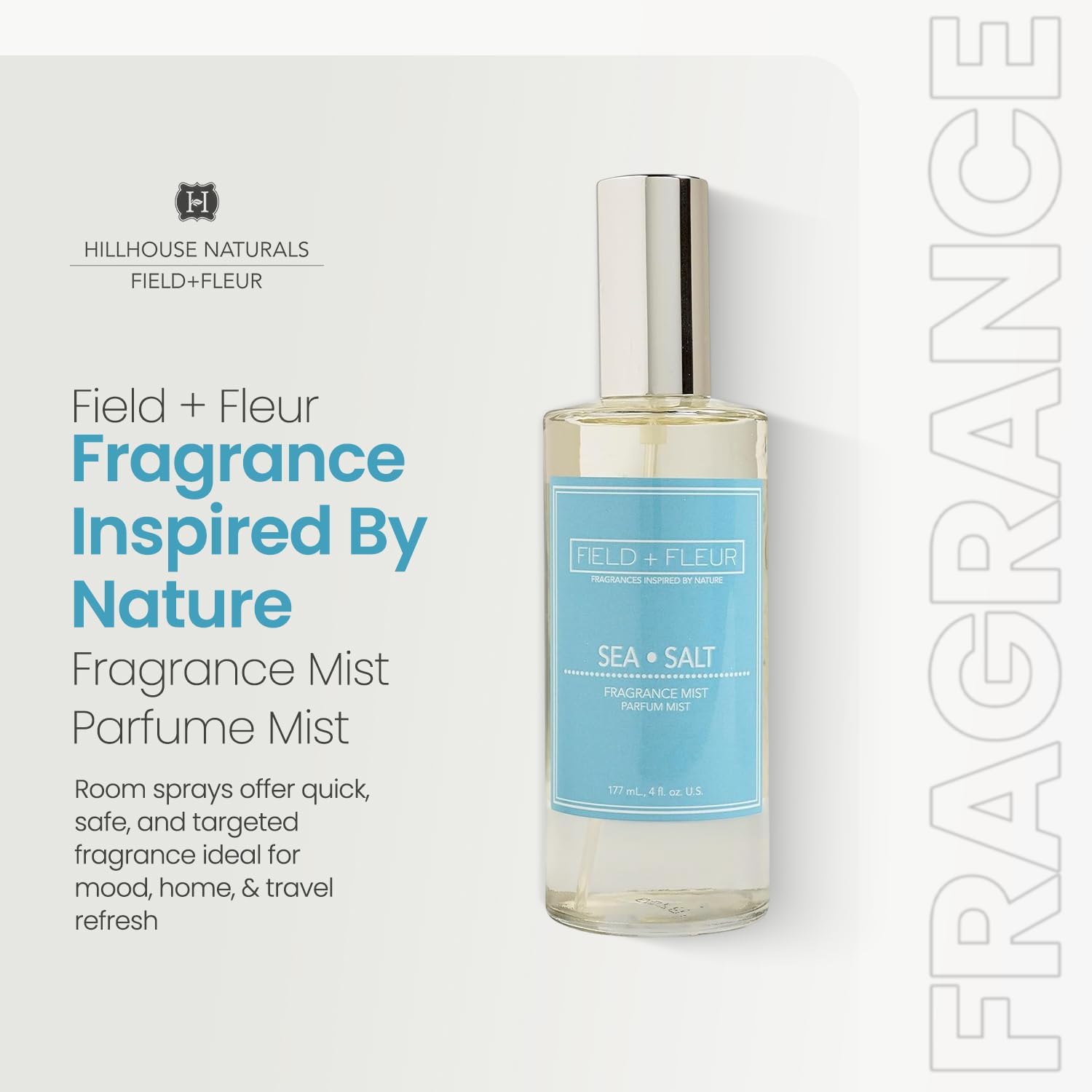Natural Room and Linen Spray, Non-Toxic Fragrance Mist with Lemon, Jasmine & Rosewater – Long-Lasting Room Spray for Home, Bedding, Pillow, Sheets – Made in USA, 4oz - Sea Salt