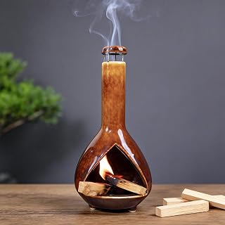 MOUGIGI Premium Ceramic Palo Santo Holder - Mini Chiminea for Sage & Incense - High-Temperature (1200°C) Cleansing Design for Energy Purification - Perfect for Yoga, Meditation, and Aromatherapy