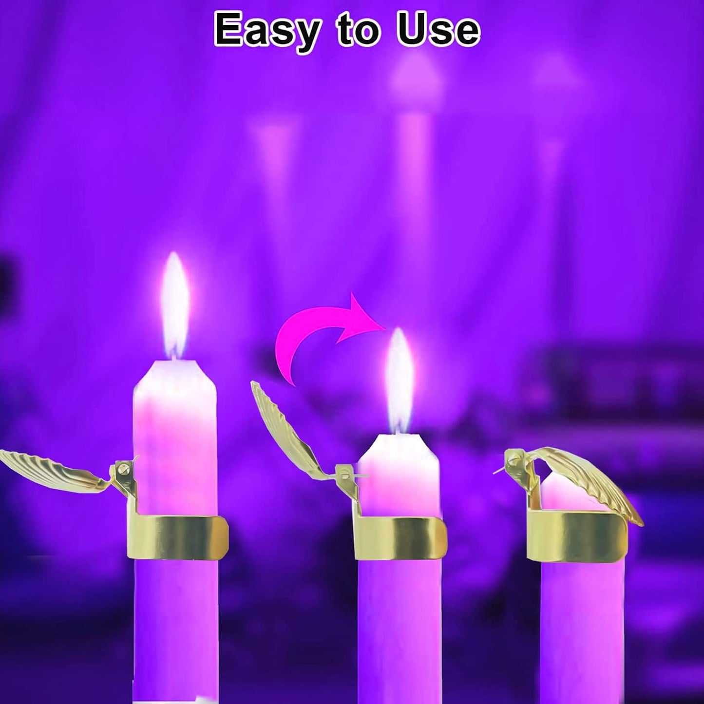 4pcs Candle Snuffer, Automatic Fire Extinguishing Candle Snuffer Clip On Kit, Candle Safety Guard, Wick Flame Snuffer for Putting Out Candle,Candle Accessories- 4 Pcs (Scallop)