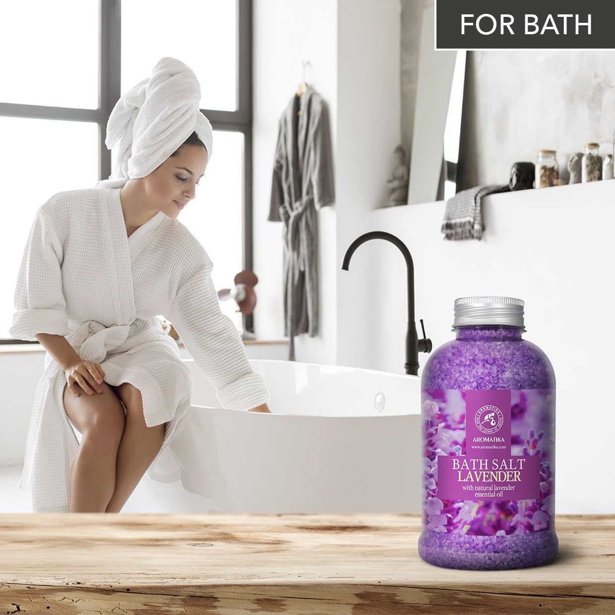 Lavender Bath Salt With Natural Essential Oil 21.16 Oz - Lavanda Salt 600g - Aromatherapy Salts for Relaxation